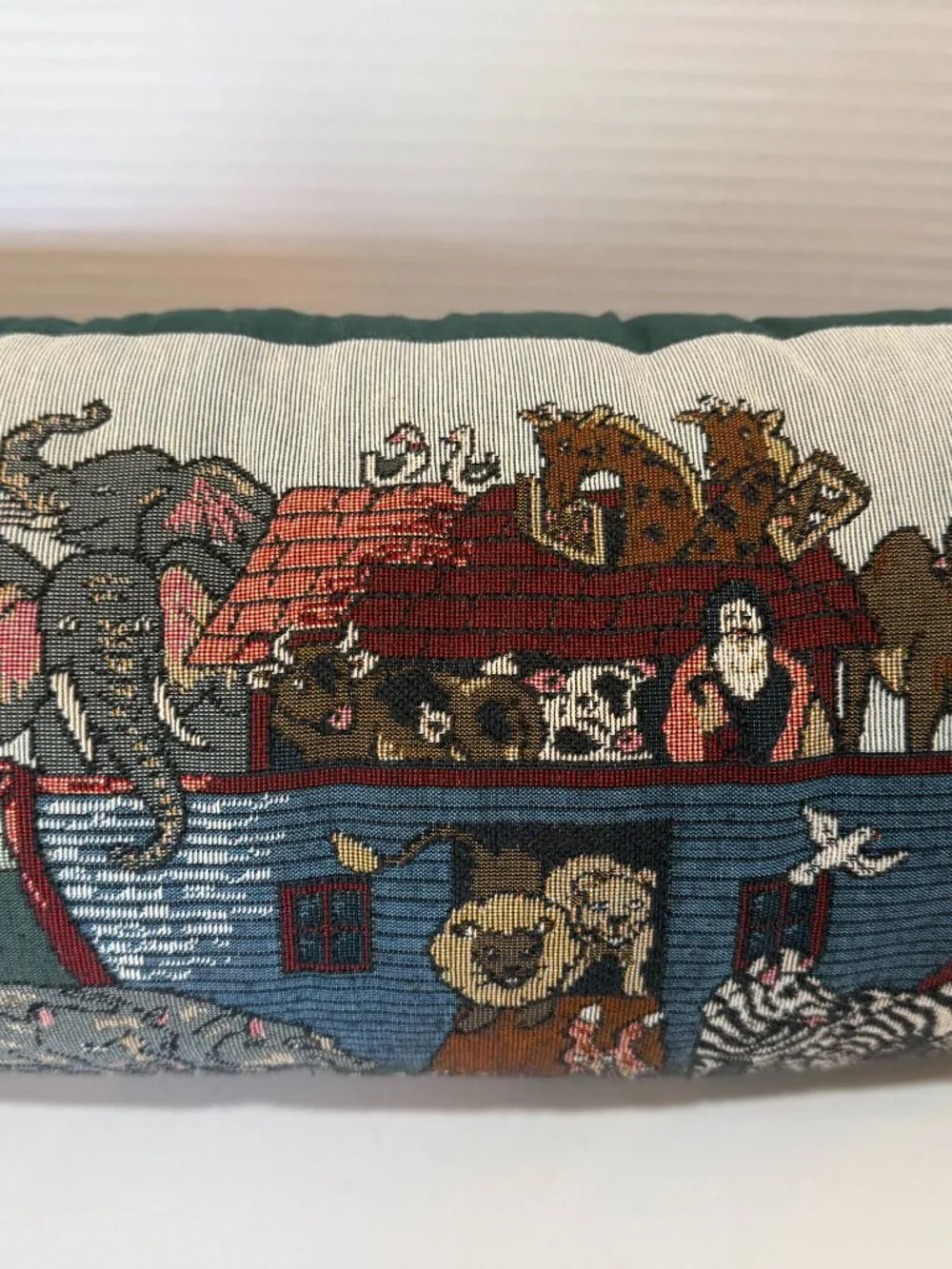 Vintage Noahs’s Ark Tapestry Large Bolster style Pillow